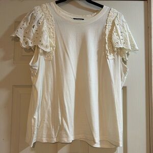 Express Ivory Ruffle Sleeve Blouse